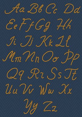 Deniz ip harfler. El alfabesi yazılı. Vektör çizim