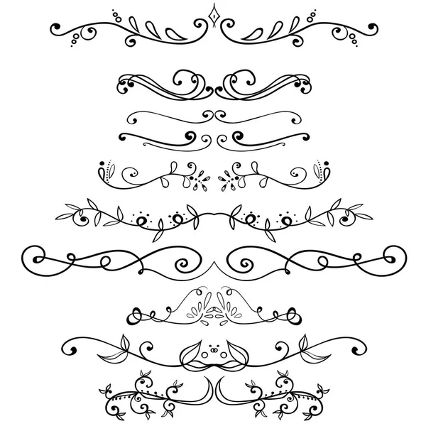 Gran conjunto de elementos vintage. Colección de decoración vectorial. Flores, hojas y decoración de páginas dibujadas a mano . — Vector de stock