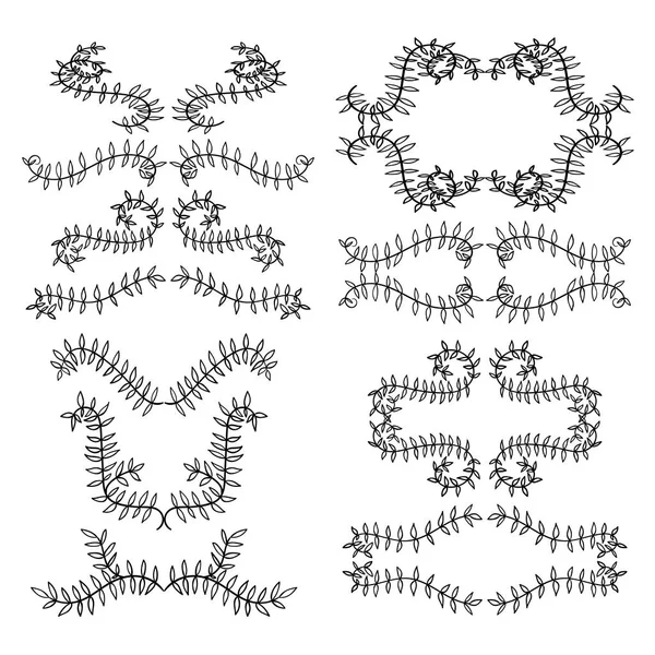 Reihe von Vintage-Elementen. Vektor Dekoration Kollektion. handgezeichnete Blumen, Blätter und Seitendekor. — Stockvektor