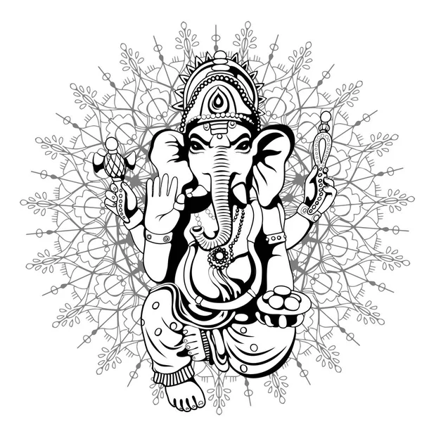 Señor Ganesha bosquejo en un fondo. Vector — Archivo Imágenes Vectoriales