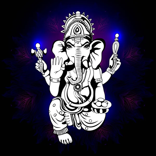 Lord Ganesha Skizze auf einem Hintergrund. Vektor — Stockvektor