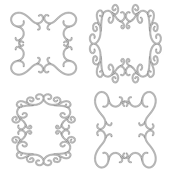 Rope frame, knots and corners. sling strong nautical. Vector. — Stock Vector