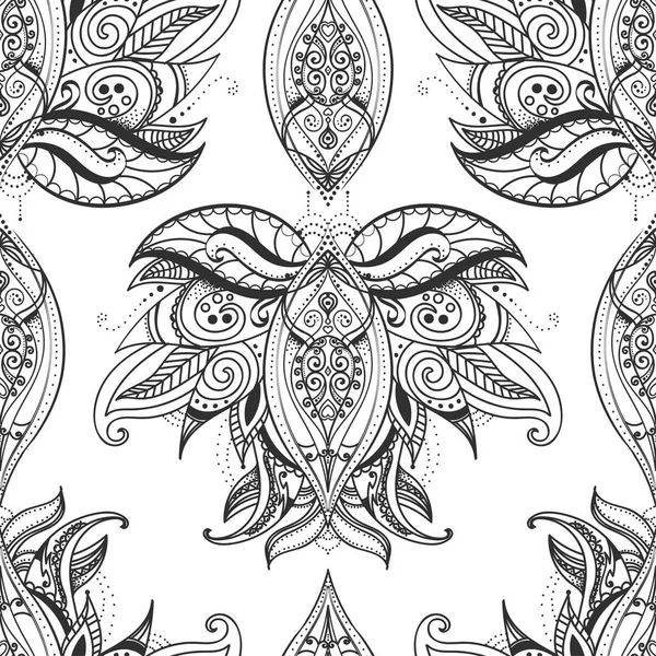 Ornamento paisley floral. Elementos decorativos étnicos. Fondo dibujado a mano . — Archivo Imágenes Vectoriales