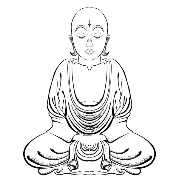 Vektorillustration des handgezeichneten Buddha auf weißem Hintergrund. — Stockvektor
