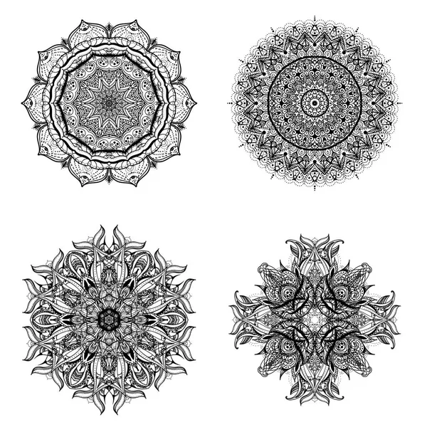 Soyut tasarım öğesi kümesi. Vektör yuvarlak mandalalar. Tasarımınız için grafik şablonu. — Stok Vektör