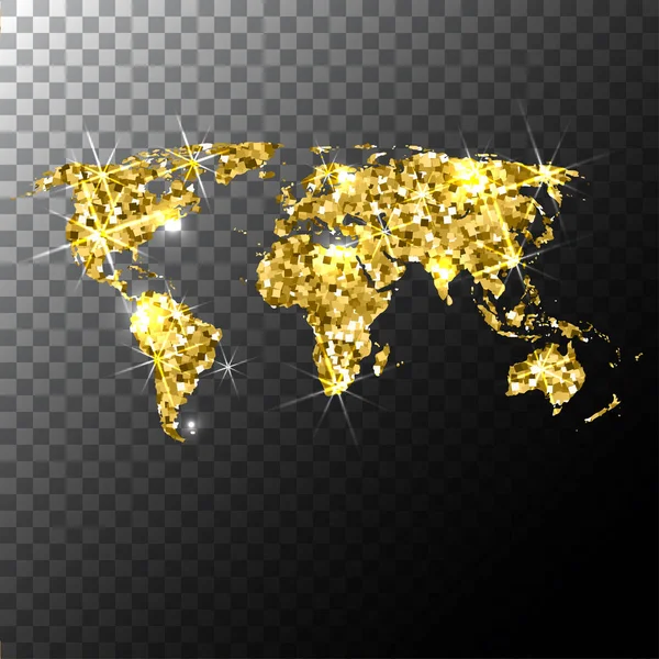 Mapa mundial de estrellas brillantes de oro. Elemento Golden Modern para gráficos de información. vector — Archivo Imágenes Vectoriales