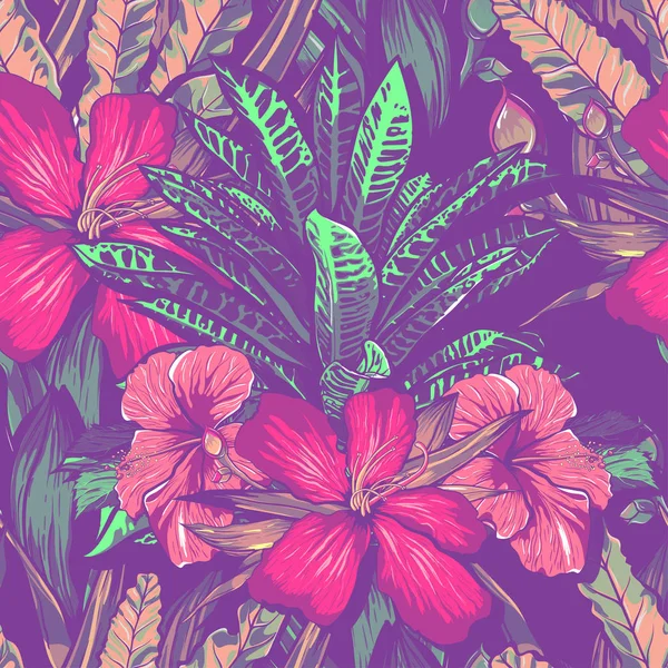 Convite de casamento ou design de cartão com flores tropicais exóticas e folhas. vetor — Vetor de Stock