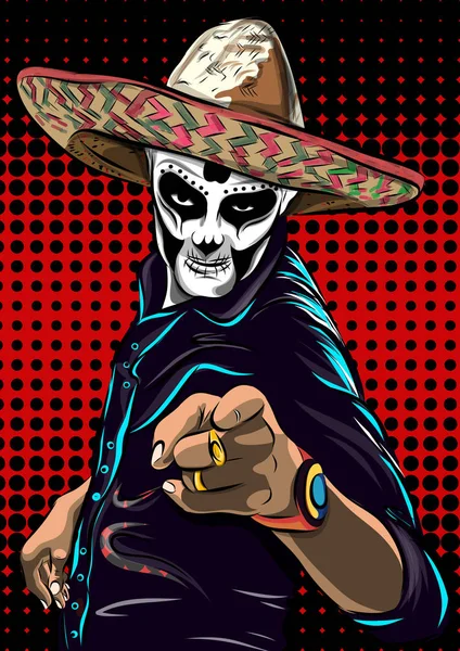 Dia do crânio morto vetor homem. Crânio mexicano. Dia de los muertos. Ilustração do EPS10 . — Vetor de Stock