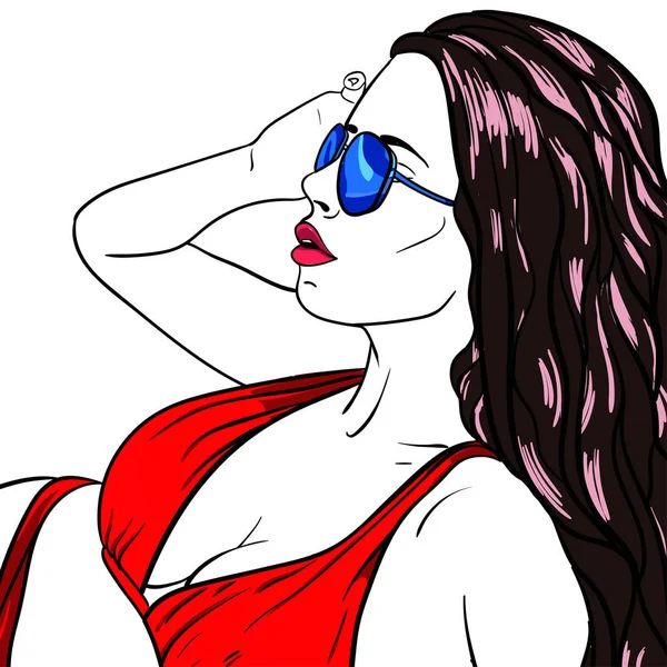 Jeune femme sexy en maillot de bain. Illustration vectorielle — Image vectorielle