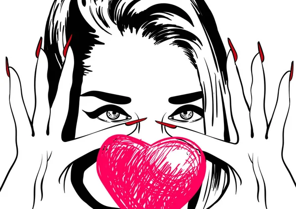 Belle femme de mode avec cœur. Illustration vectorielle d'amour eps 10 — Image vectorielle