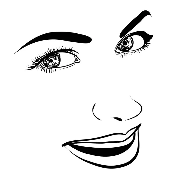 Mooie mode vrouw portret voor make-up op achtergrond. Vector illustratie eps 10 — Stockvector