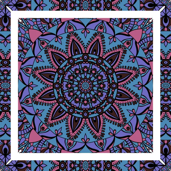 Mandala. Ornamento redondo étnico colorido. Arte vetorial — Vetor de Stock