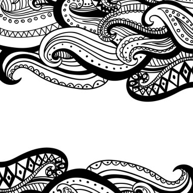 Vektör el dalga soyut Anahat dekoratif etnik desen arka plan çekilmiş