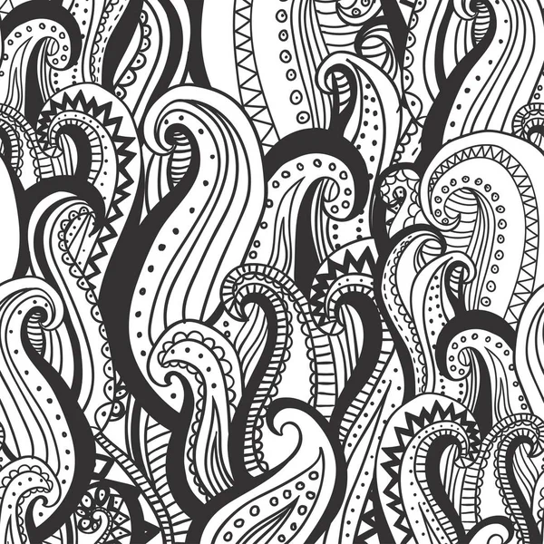 Vetor mão desenhada onda resumo esboço ornamental padrão étnico fundo — Vetor de Stock