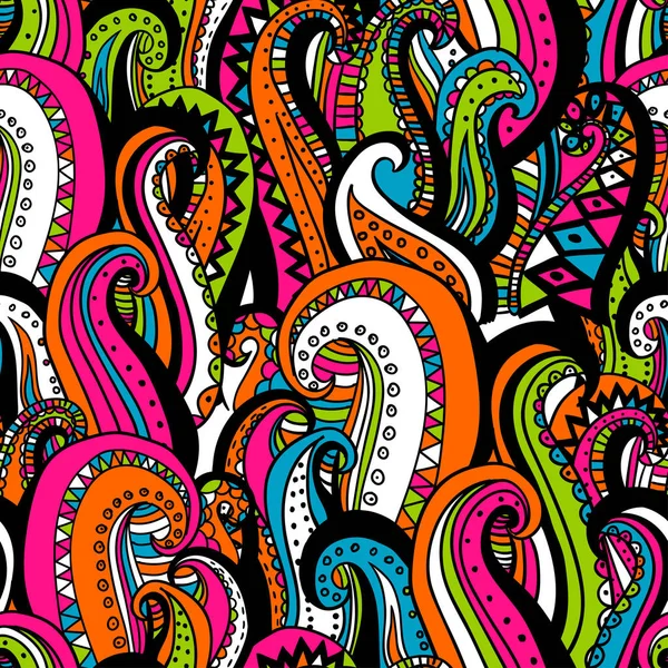 Vector mano dibujado onda abstracta ornamental patrón étnico fondo — Archivo Imágenes Vectoriales