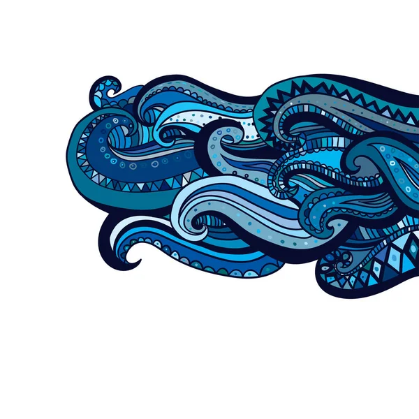 ベクトル手描き波抽象的な装飾的な民族パターン背景 — ストックベクタ