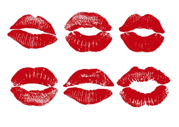 Impresión de labios rojos. Ilustración vectorial sobre fondo blanco. EPS — Vector de stock