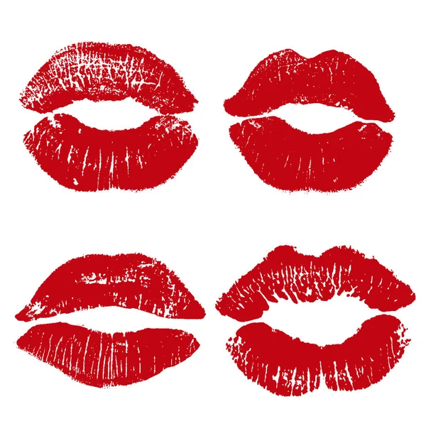 Impresión de labios rojos. Ilustración vectorial sobre fondo blanco. EPS — Archivo Imágenes Vectoriales
