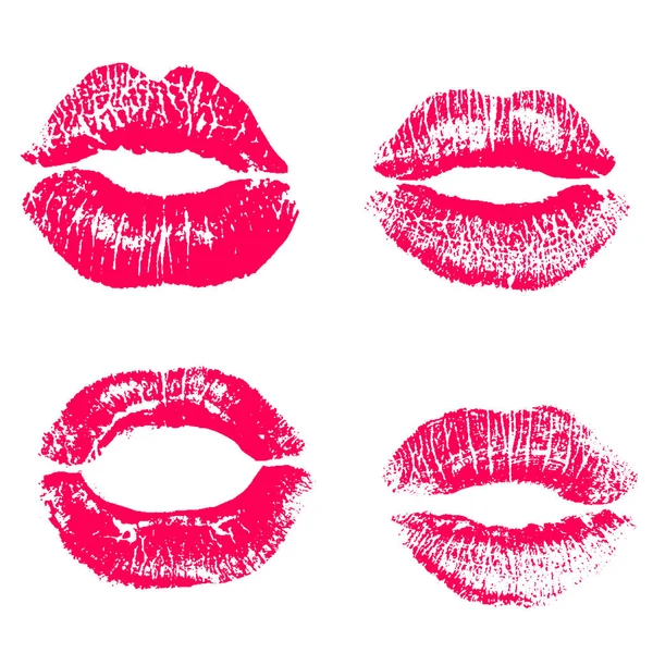 Impresión de labios rosados. Ilustración vectorial sobre fondo blanco. EPS — Archivo Imágenes Vectoriales
