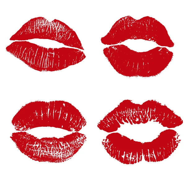 Impresión de labios rojos. Ilustración vectorial sobre fondo blanco. EPS — Vector de stock