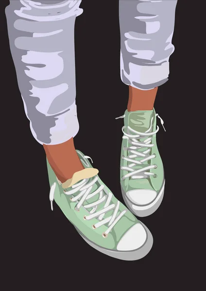 Chaussures de sport vectorielles couleur menthe sur fond . — Image vectorielle