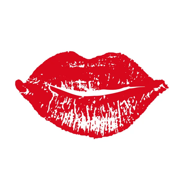 Impresión de labios rojos. Ilustración vectorial sobre fondo blanco. EPS — Vector de stock