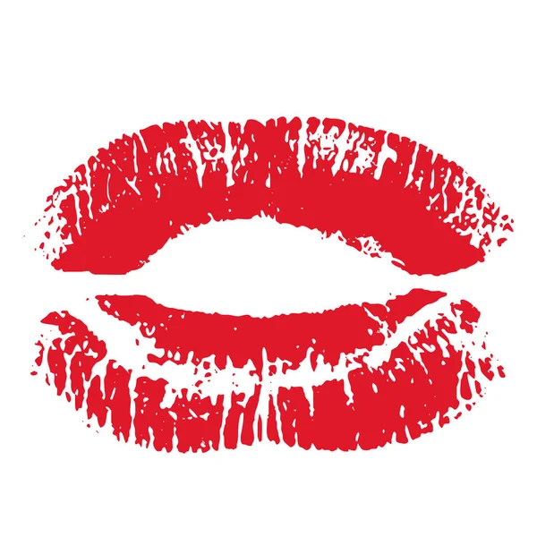 Impressão de lábios vermelhos. Ilustração vetorial sobre fundo branco. EPS — Vetor de Stock