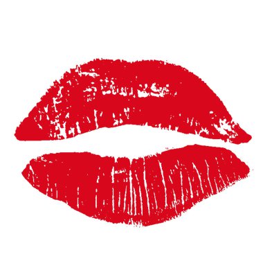 Kırmızı dudaklar Yazdır. Beyaz bir arka plan üzerinde vektör çizim. EPS