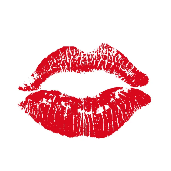 Impressão de lábios vermelhos. Ilustração vetorial sobre fundo branco. EPS — Vetor de Stock