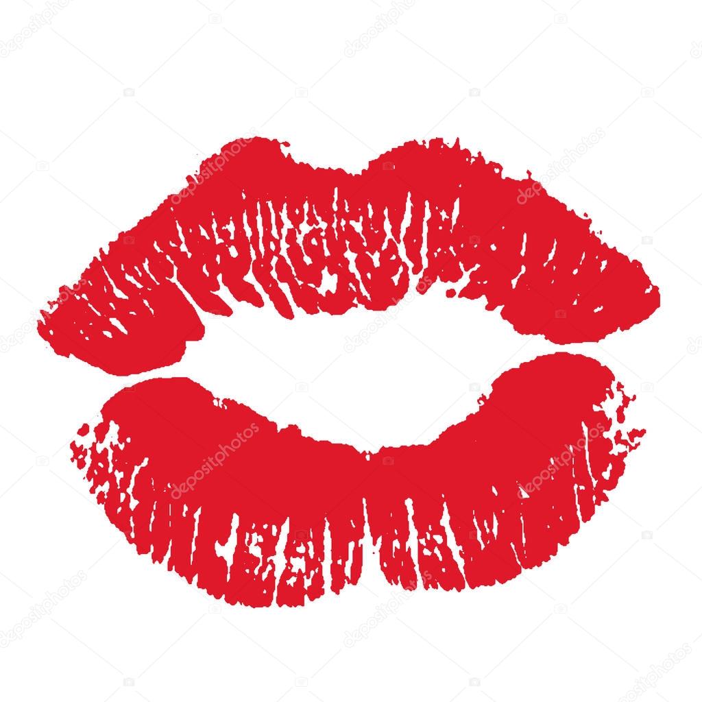 Print of red lips. Vector illustration on a white background. EPS