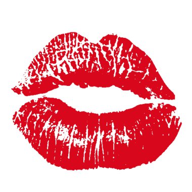 Kırmızı dudaklar Yazdır. Beyaz bir arka plan üzerinde vektör çizim. EPS