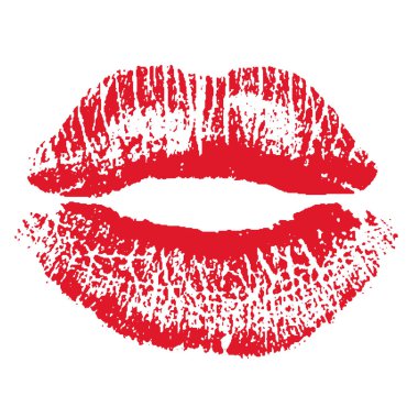 Kırmızı dudaklar Yazdır. Beyaz bir arka plan üzerinde vektör çizim. EPS