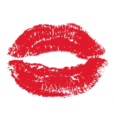 Kırmızı dudaklar Yazdır. Beyaz bir arka plan üzerinde vektör çizim. EPS