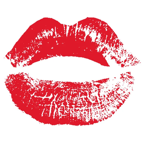 Impressão de lábios vermelhos. Ilustração vetorial sobre fundo branco. EPS —  Vetores de Stock