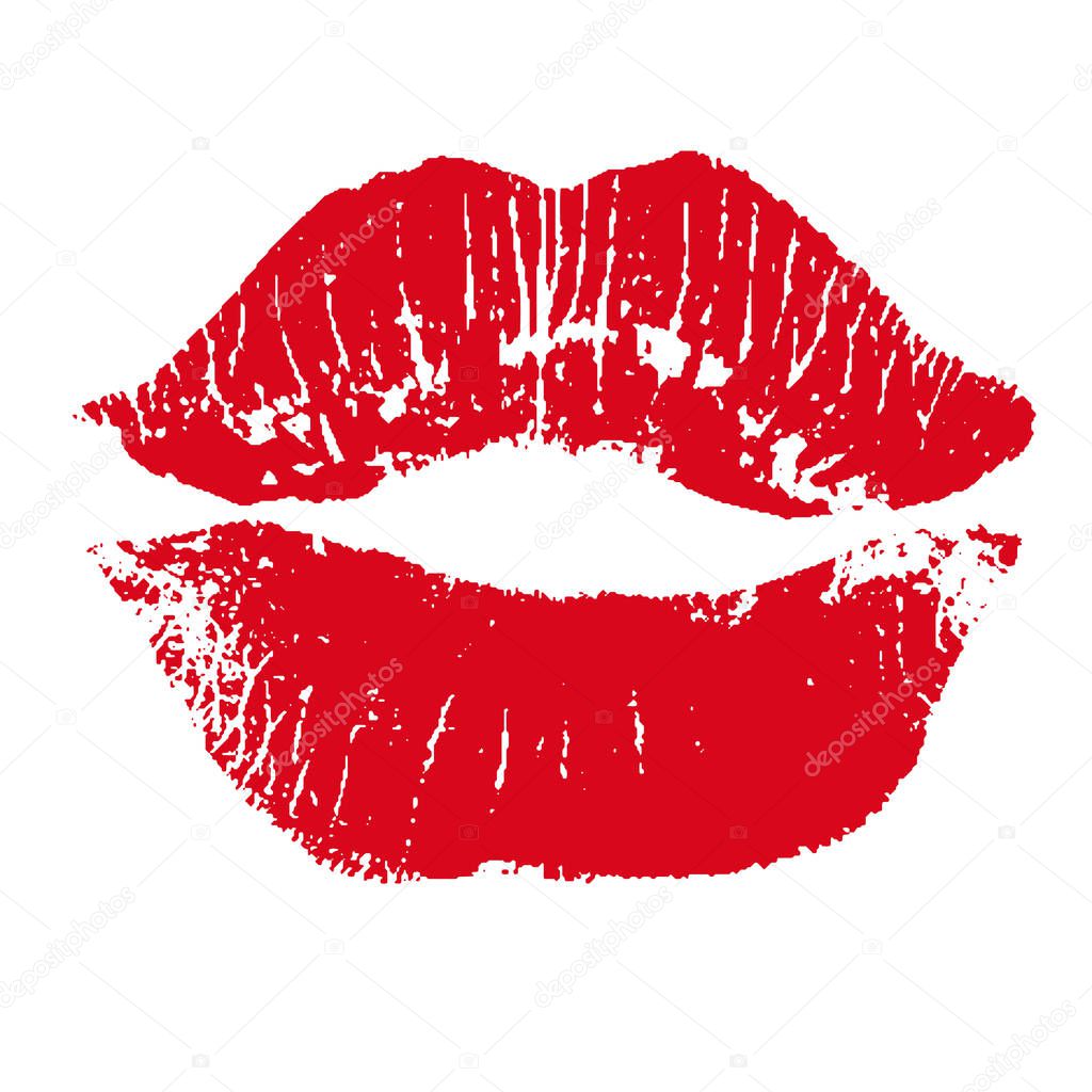 Print of red lips. Vector illustration on a white background. EPS