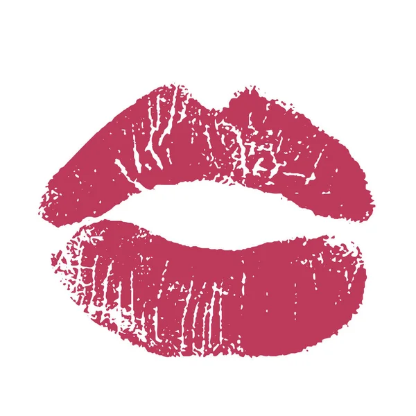 Druck von rosa Lippen. Abbildung auf weißem Hintergrund. — Stockvektor