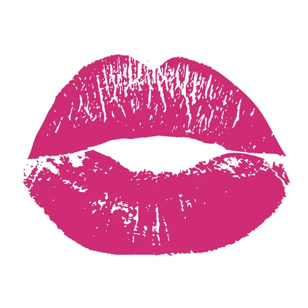 Utskrift av rosa läppar. illustration på vit bakgrund. — Stock vektor