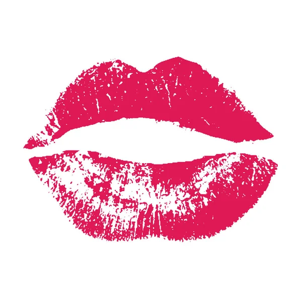 ピンクの唇のプリントです。白い背景の上の図. — ストックベクタ