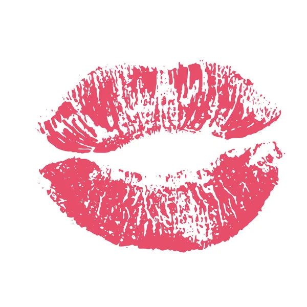 Druck von rosa Lippen. Abbildung auf weißem Hintergrund. — Stockvektor