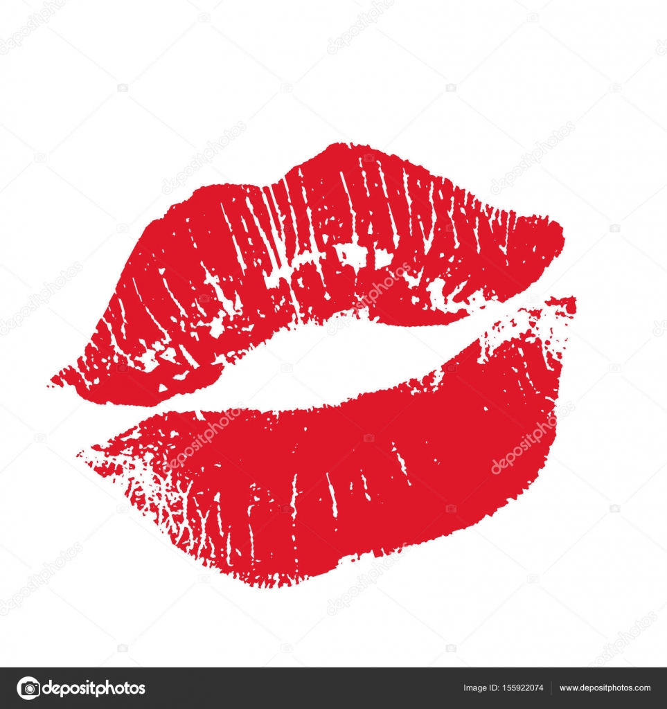 Print of red lips. Vector illustration on a white background. EPS Stock