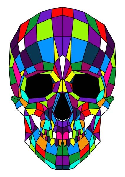 Abstract polygonal multicolor skull on a background. — Stock Vector