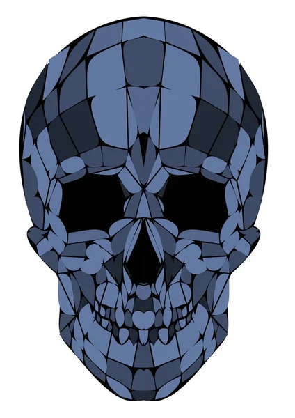 Calavera azul poligonal abstracta sobre un fondo . — Vector de stock