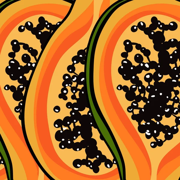 파파야와 열 대 패턴입니다. 벡터 인쇄 이국적인 과일입니다. 여름 화려한 직물 질감 — 스톡 벡터