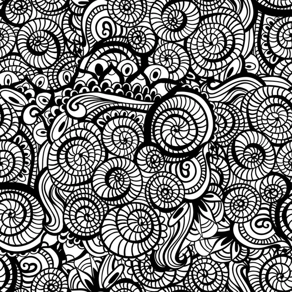 Sem costura asiático étnico floral retro doodle fundo padrão no vetor. Zentangles inspirado — Vetor de Stock