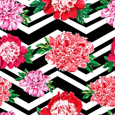 Çiçek gül Şakayık seamless modeli.