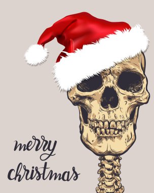 Noel Baba kafatası. Çizgi film el çizilen illüstrasyon.