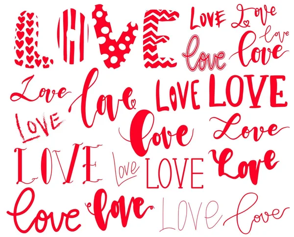 Lettering set love made for postcard and greeting sign message decoration. Vector Happy Valentines day. — Stock Vector