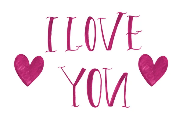 I love you card with handwritten lettering. — Stock Photo, Image