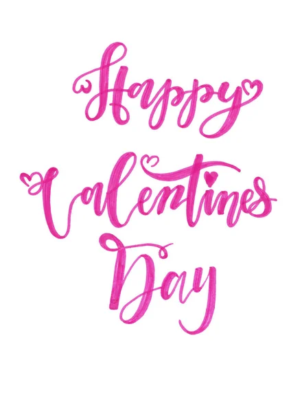 Happy Valentines Day card with handwritten lettering. — Stock Photo, Image