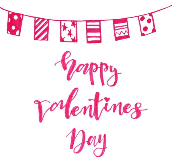 Carte Happy Valentines Day avec lettrage manuscrit . — Photo